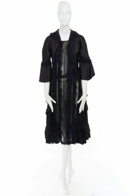 runway COMME DES GARCONS Broken Bride AW05 black victorian ruffle silk dress S