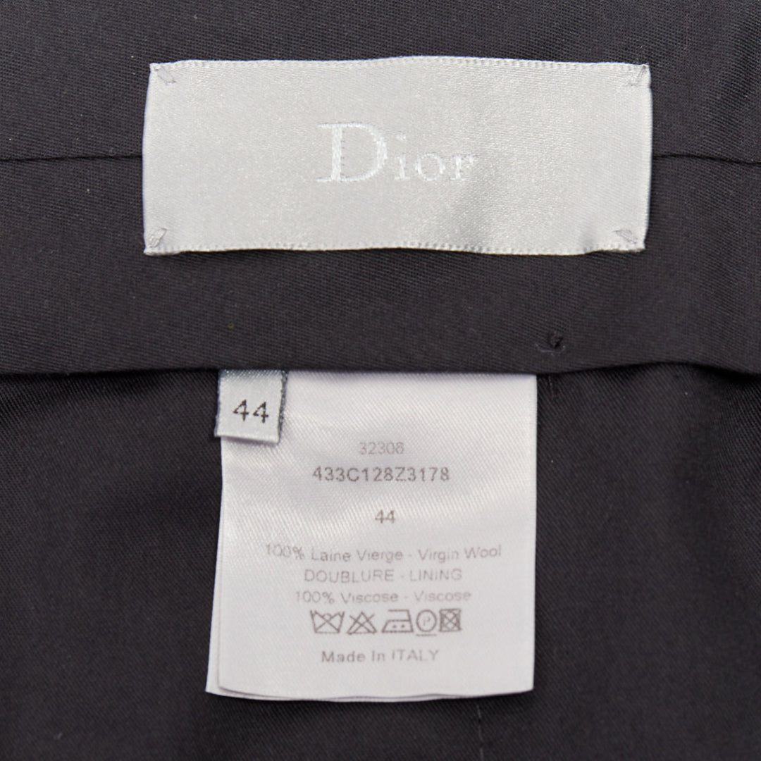 DIOR HOMME Hedi Slimane black 100% virgin wool pinsrtipe dress pants FR44 XS