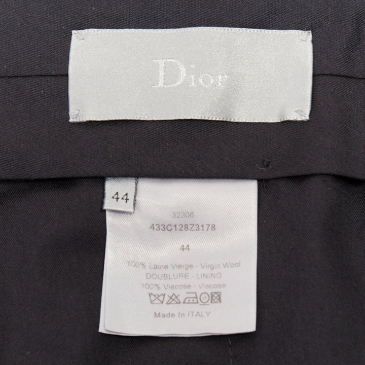 DIOR HOMME Hedi Slimane black 100% virgin wool pinsrtipe dress pants FR44 XS
