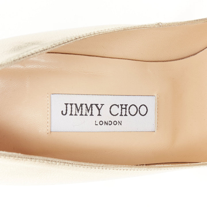 JIMMY CHOO Anouk gold metallic leather classic pointy toe stiletto pumps EU39