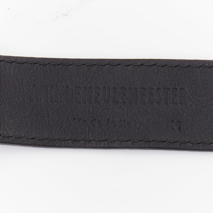 rare ANN DEMEULEMEESTER Vintage black leather macrame fringe small pouch belt
