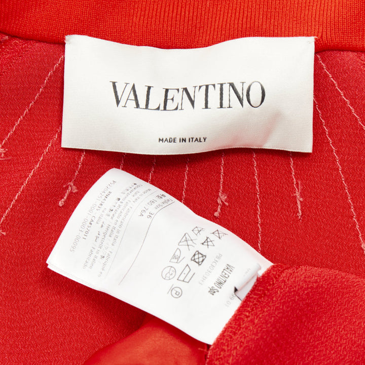 VALENTINO 2018 red satin tech stripe zip up retro sports track jacket IT36 XXS