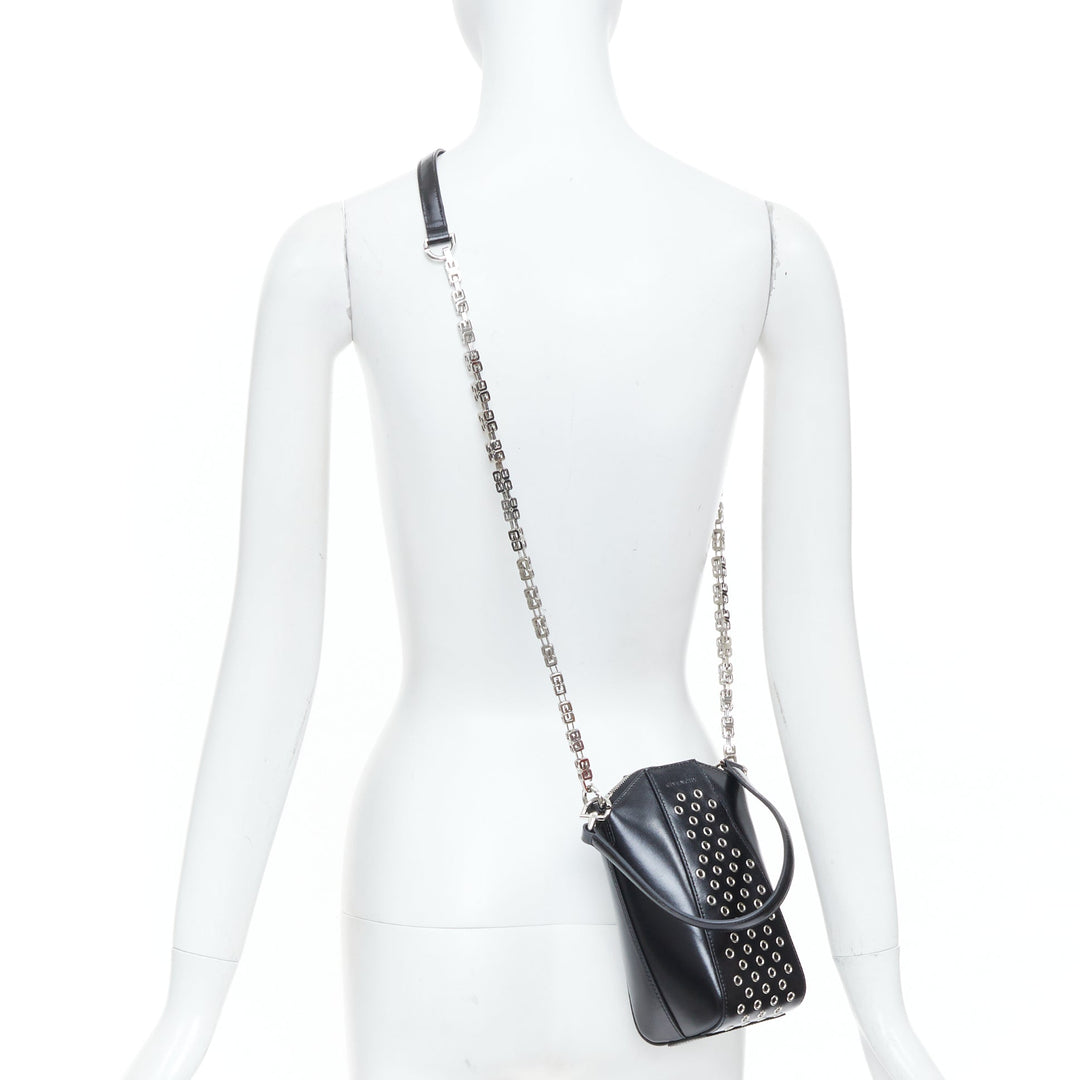 rare GIVENCHY Runway Antigona Vertical silver eyelets black box calfskin bag