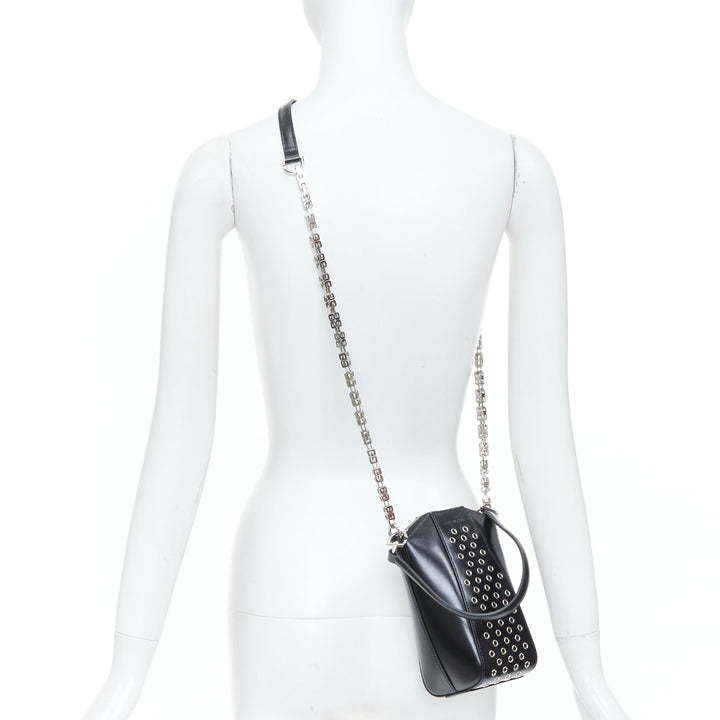 rare GIVENCHY Runway Antigona Vertical silver eyelets black box calfskin bag