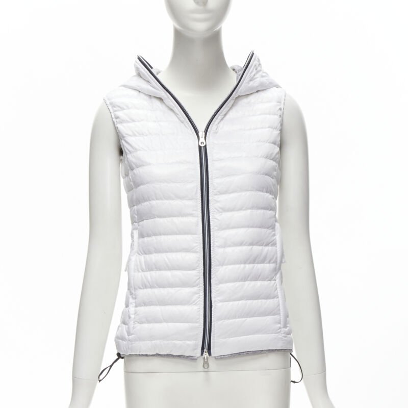 DUVETICA white pure goose new down padded zip hoodie puffer vest jacket IT38 XS