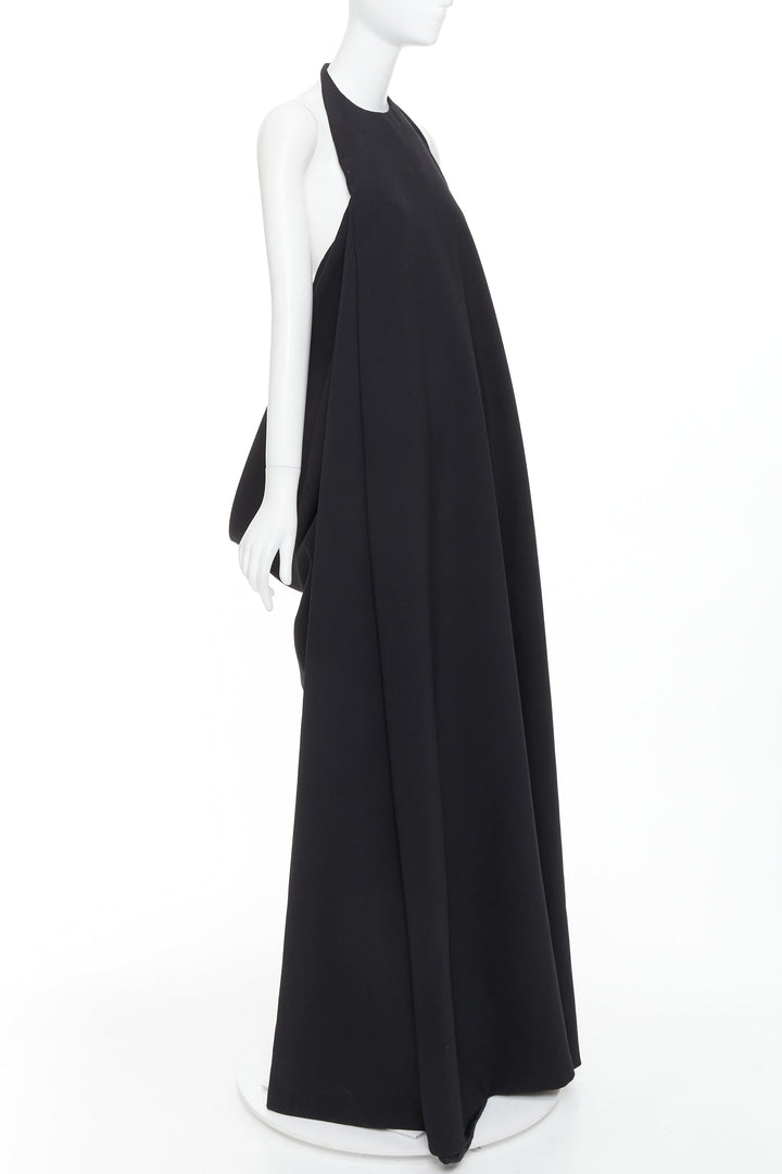ALEXANDRE VAUTHIER COUTURE black halter neck cowl back voluminous maxi gown