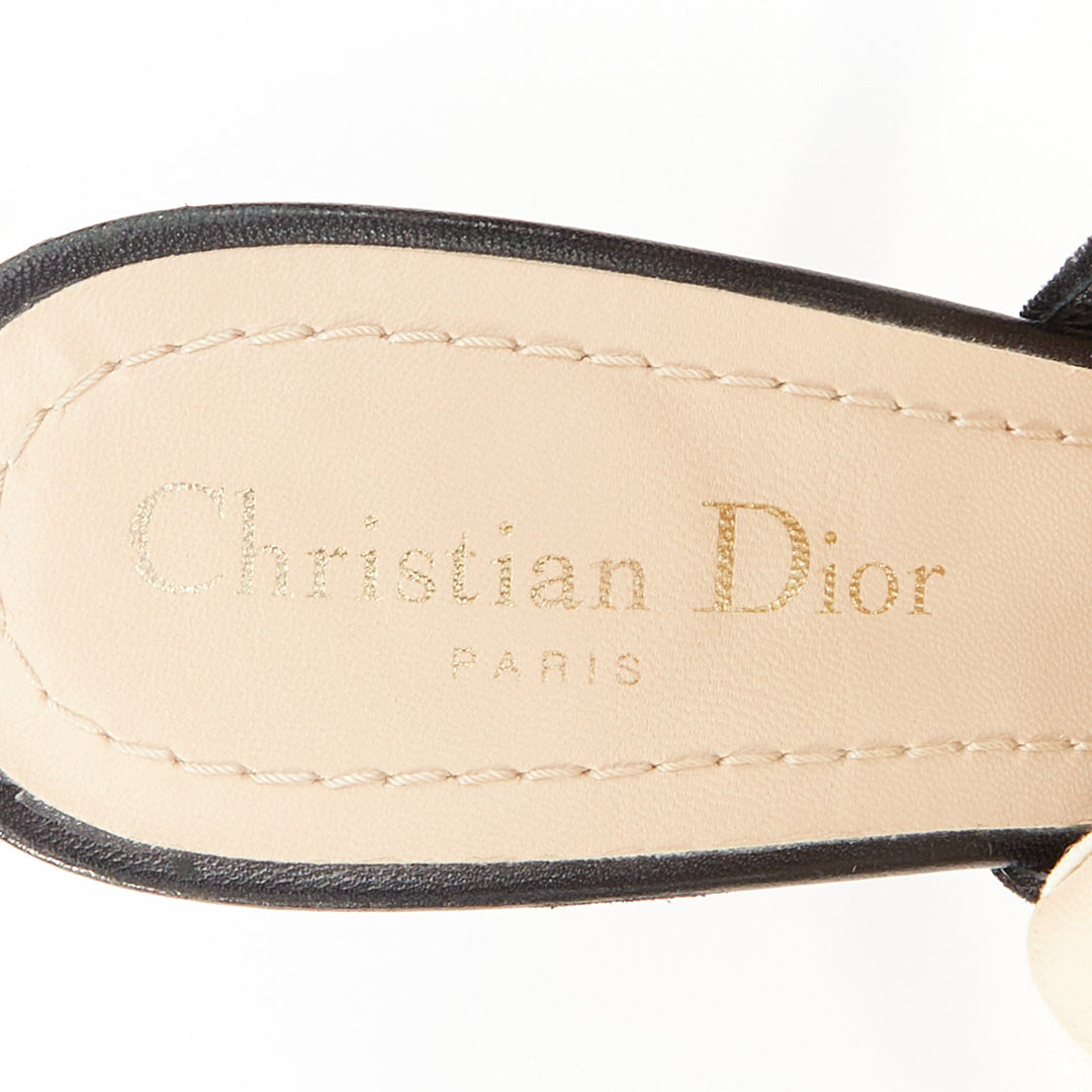 CHRISTIAN DIOR 2017 JAdior black velvet embroidered ribbon slingback pumps EU37D