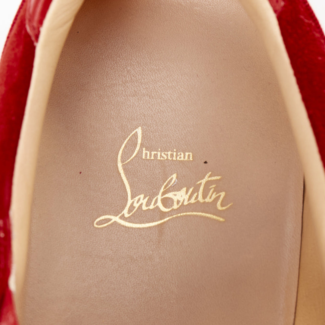 CHRISTIAN LOUBOUTIN Sailor Boat red suede degrade strass crystal sneakers EU43