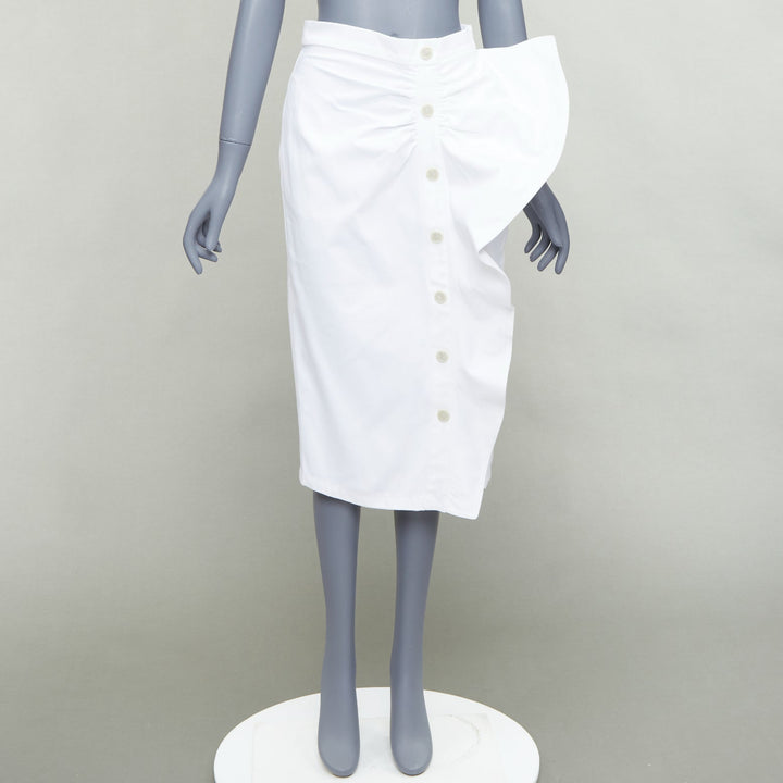 MAX MARA SFILATA white cotton asymmetric ruffles button skirt IT36 XXS