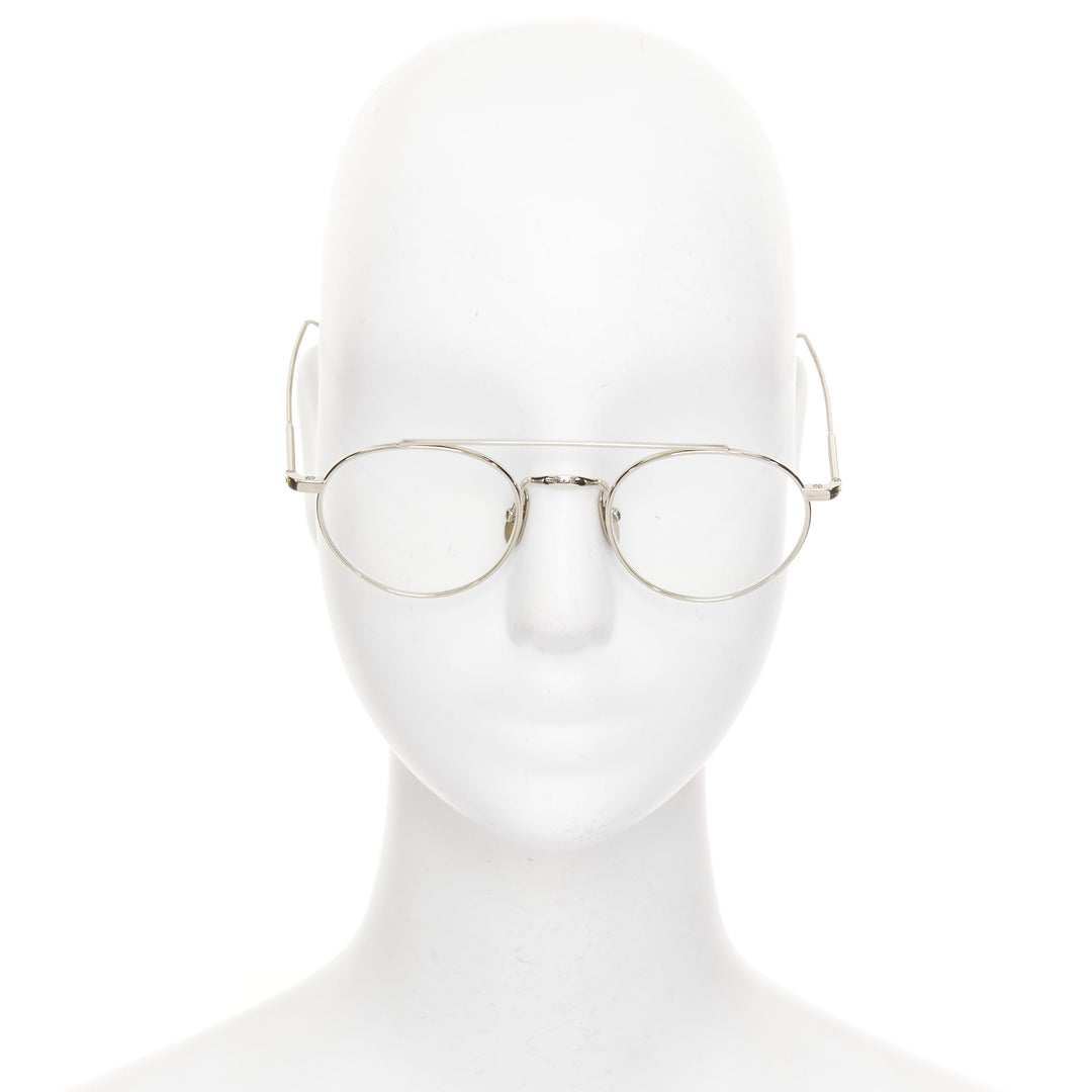THOM BROWNE 18-101-A-SLV-49 silver metal red blue clear round optical glasses