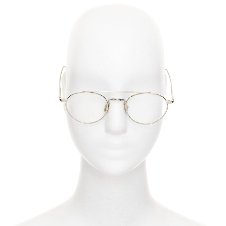 THOM BROWNE 18-101-A-SLV-49 silver metal red blue clear round optical glasses