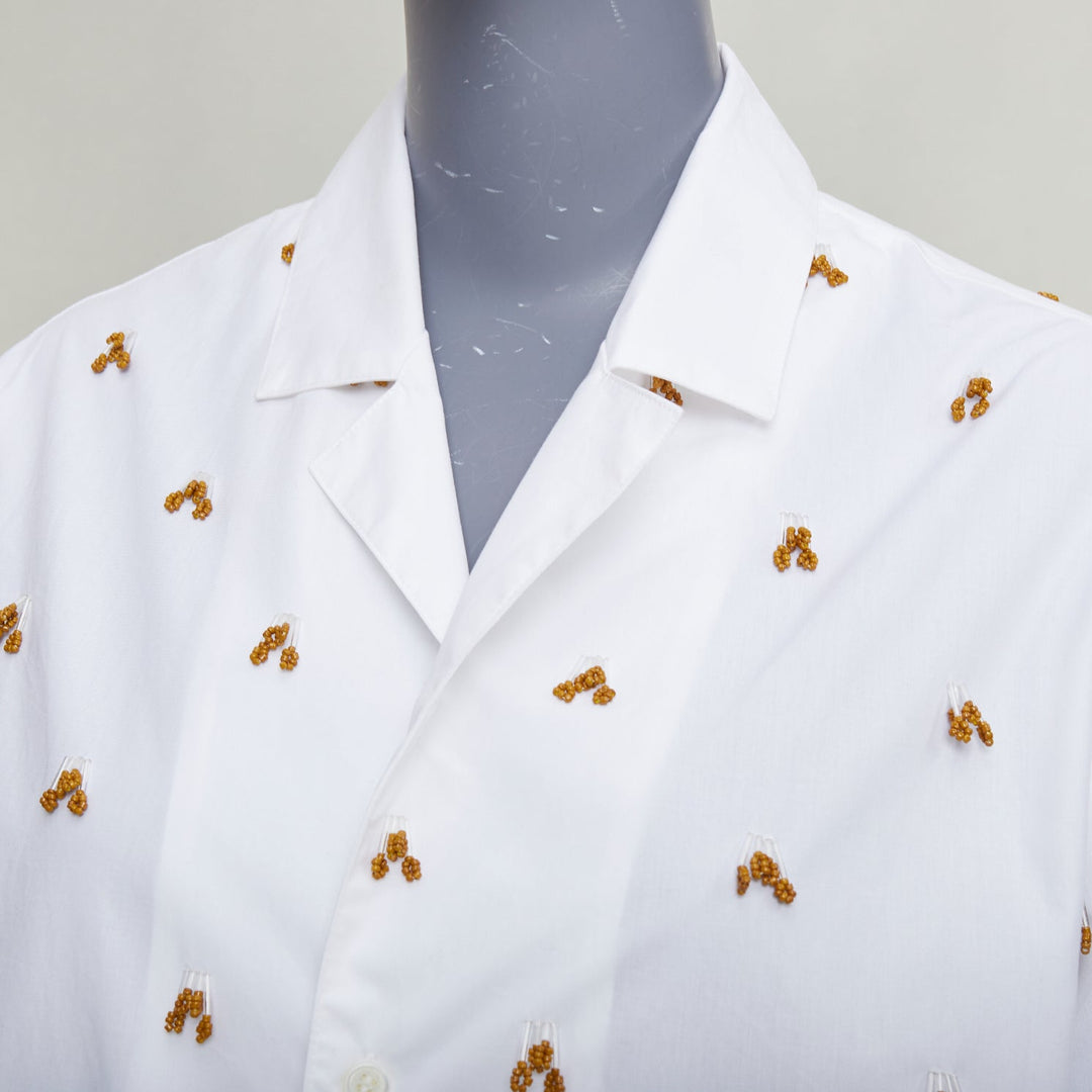 JACQUEMUS 2021 L'amour La Chemise Ble white glass embellished shirt FR34 XS