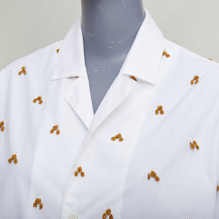 JACQUEMUS 2021 L'amour La Chemise Ble white glass embellished shirt FR34 XS