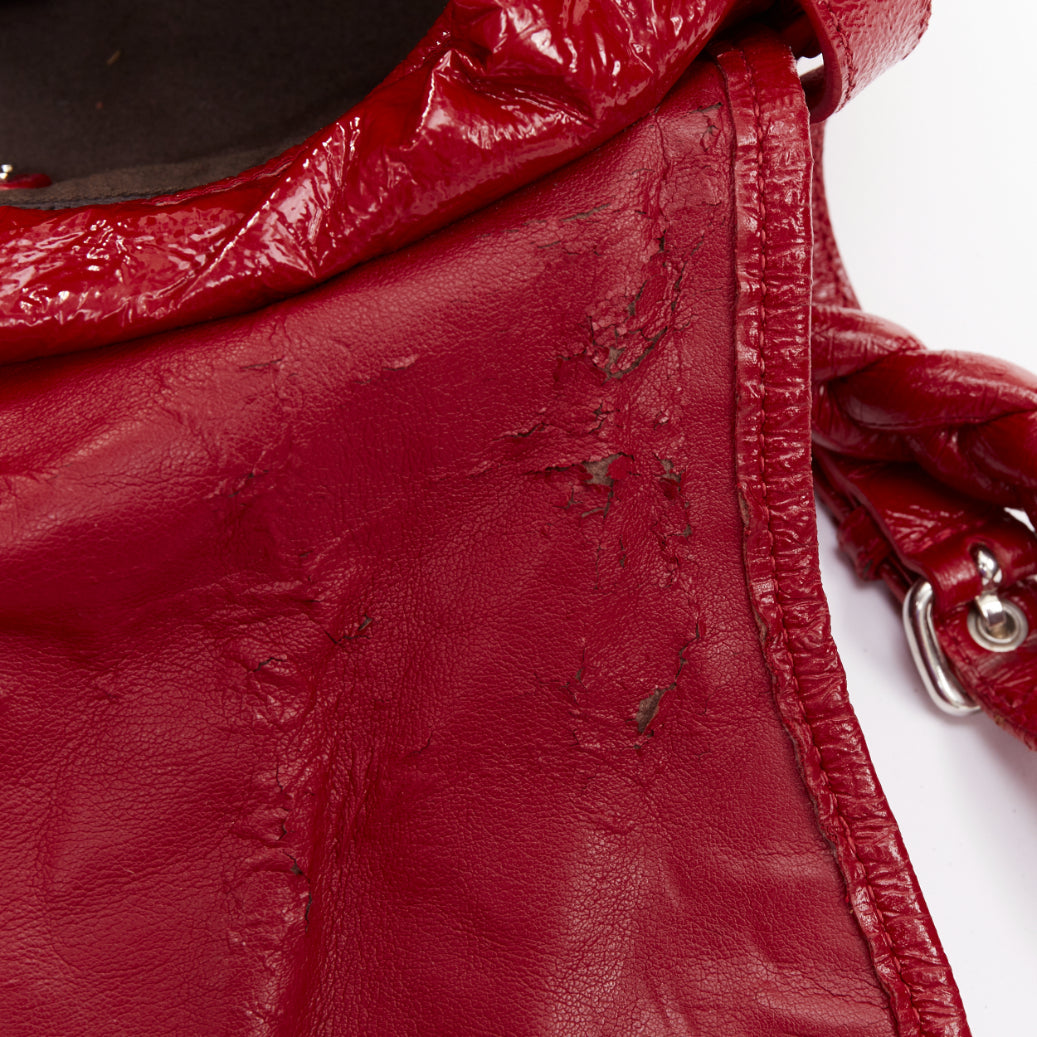MIU MIU Coffer Hobo red Matelasse patent leather quilted crossbody bag