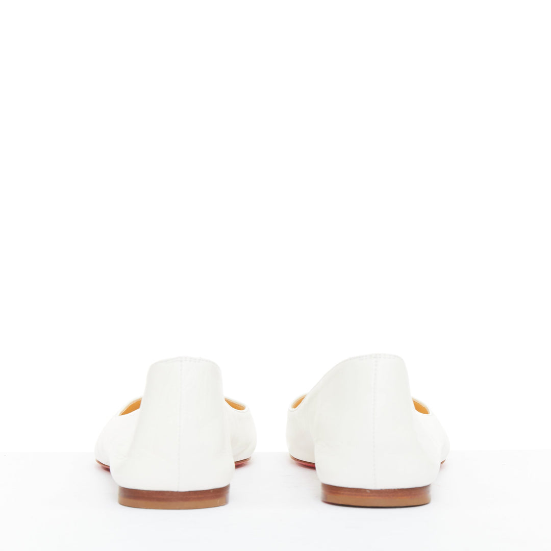 CHRISTIAN LOUBOUTIN Ballalla white leather point toe ballerina flats EU38