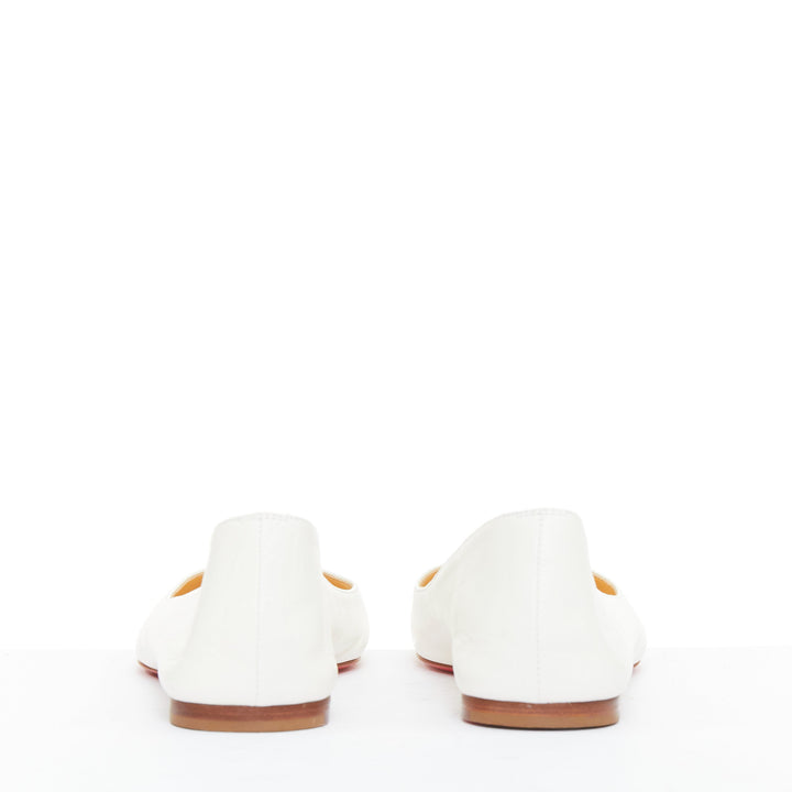 CHRISTIAN LOUBOUTIN Ballalla white leather point toe ballerina flats EU38