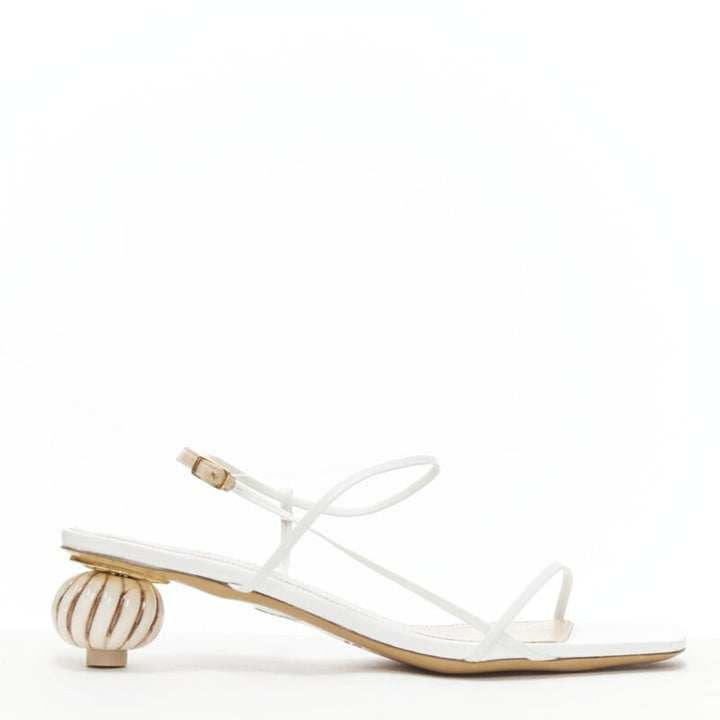 JACQUEMUS Les Sandales white minimal decorative ball heel sandal EU38