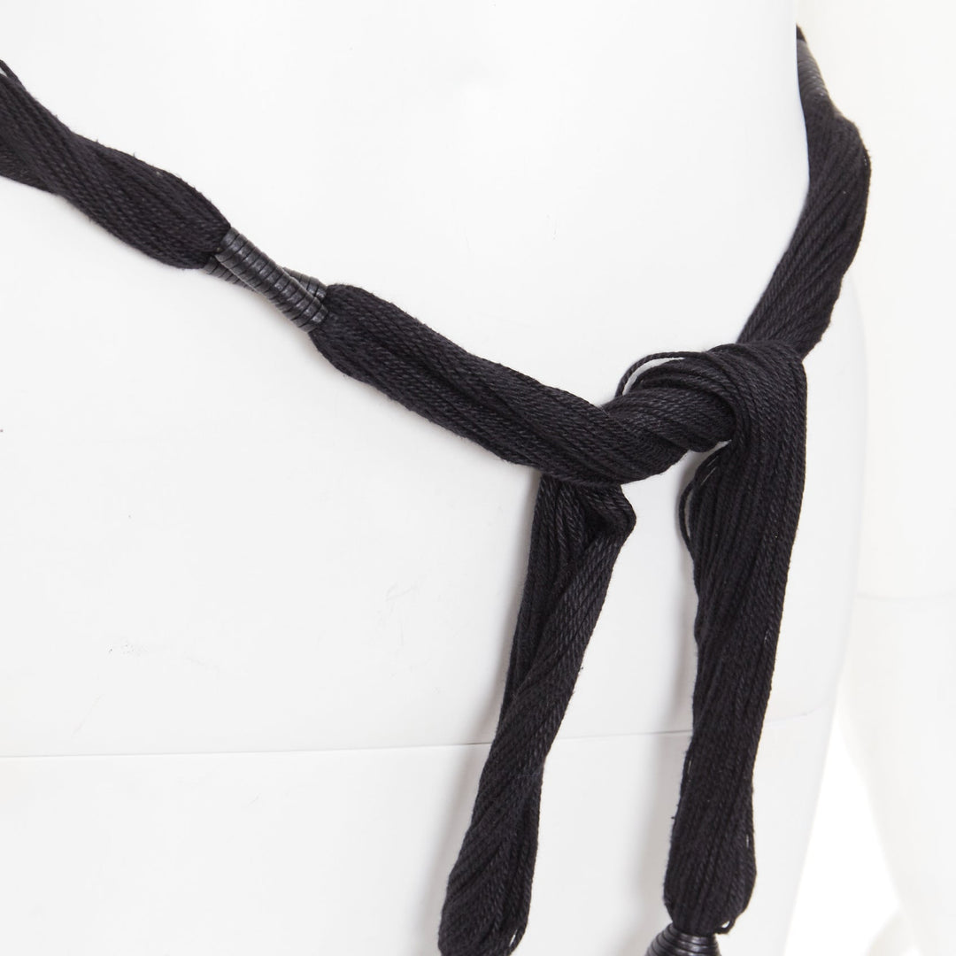 SAINT LAURENT 2023 Passementerie Tassel  leather braided rope self charm belt