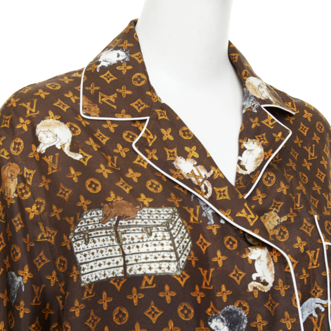 rare  LOUIS VUITTON 2019 Runway Grace Coddington Catogram Monogram top FR36 XS
