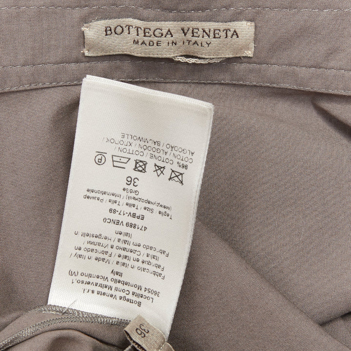 BOTTEGA VENETA grey cotton adjustable 2 sided utility flare midi skirt IT36 XXS