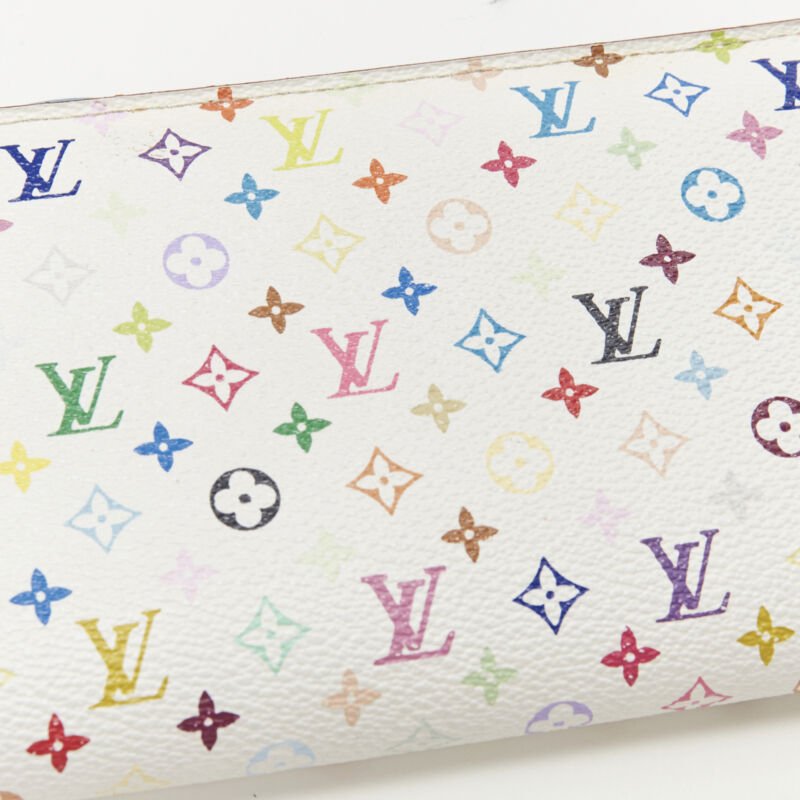 LOUIS VUITTON 2003 Takashi Murakami white multicolour monogram Ansoritto wallet