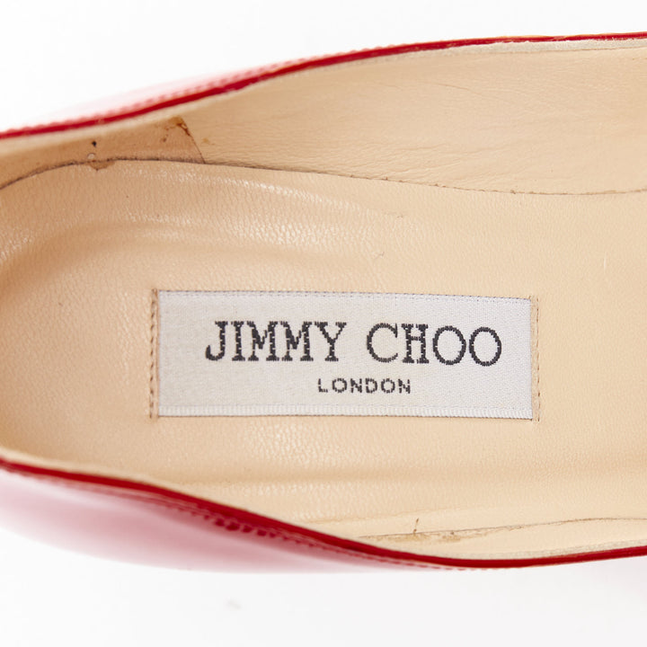 JIMMY CHOO red patent leather pointy toe stiletto heel pump EU39