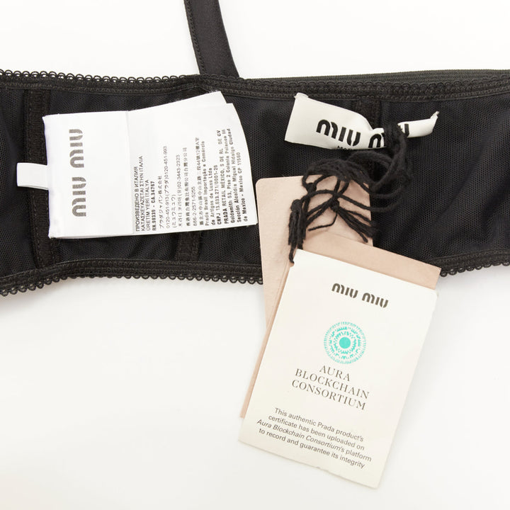 MIU MIU 2023 Runway Radzimir utility buckle pocket bralette top black IT38 XS