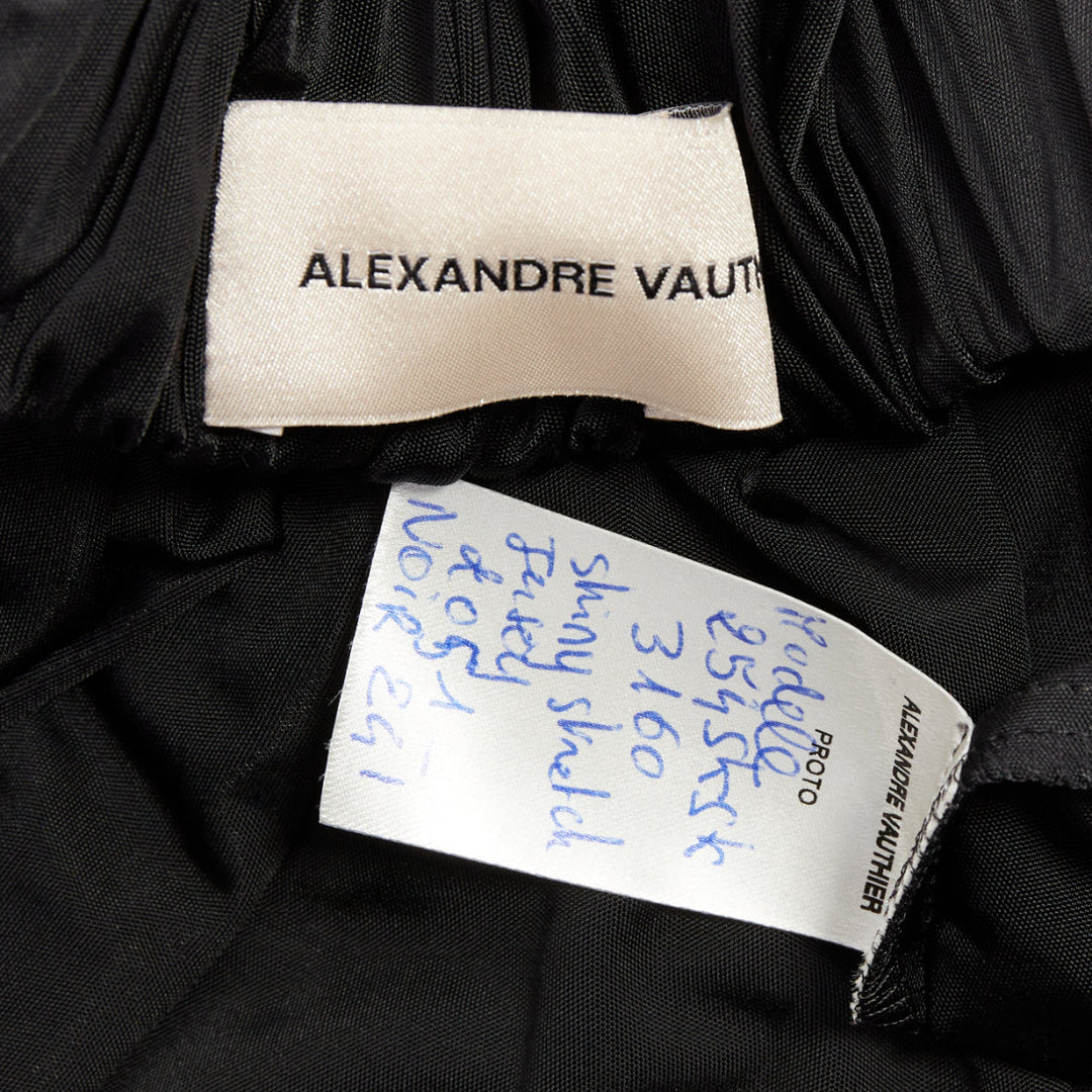 ALEXANDRE VAUTHIER black shiny stretch jersey asymmetric drape skirt