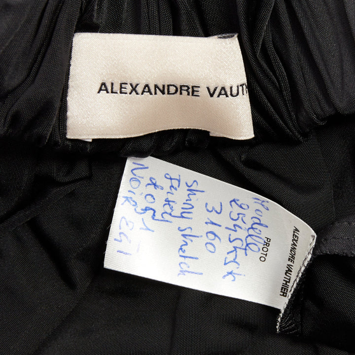 ALEXANDRE VAUTHIER black shiny stretch jersey asymmetric drape skirt
