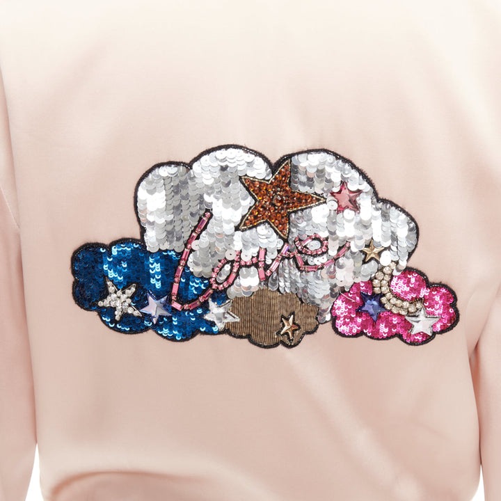 SAINT LAURENT 2016 Hedi Slimane blush satin Love sequin bomber FR36 S