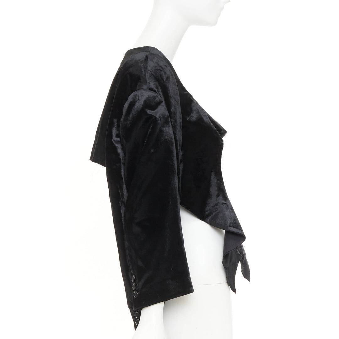 COMME DES GARCONS 2019 black velvet multi sleeves wide neck cut out crop top XS
