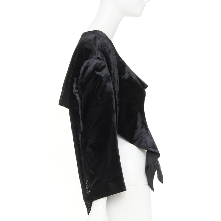 COMME DES GARCONS 2019 black velvet multi sleeves wide neck cut out crop top XS