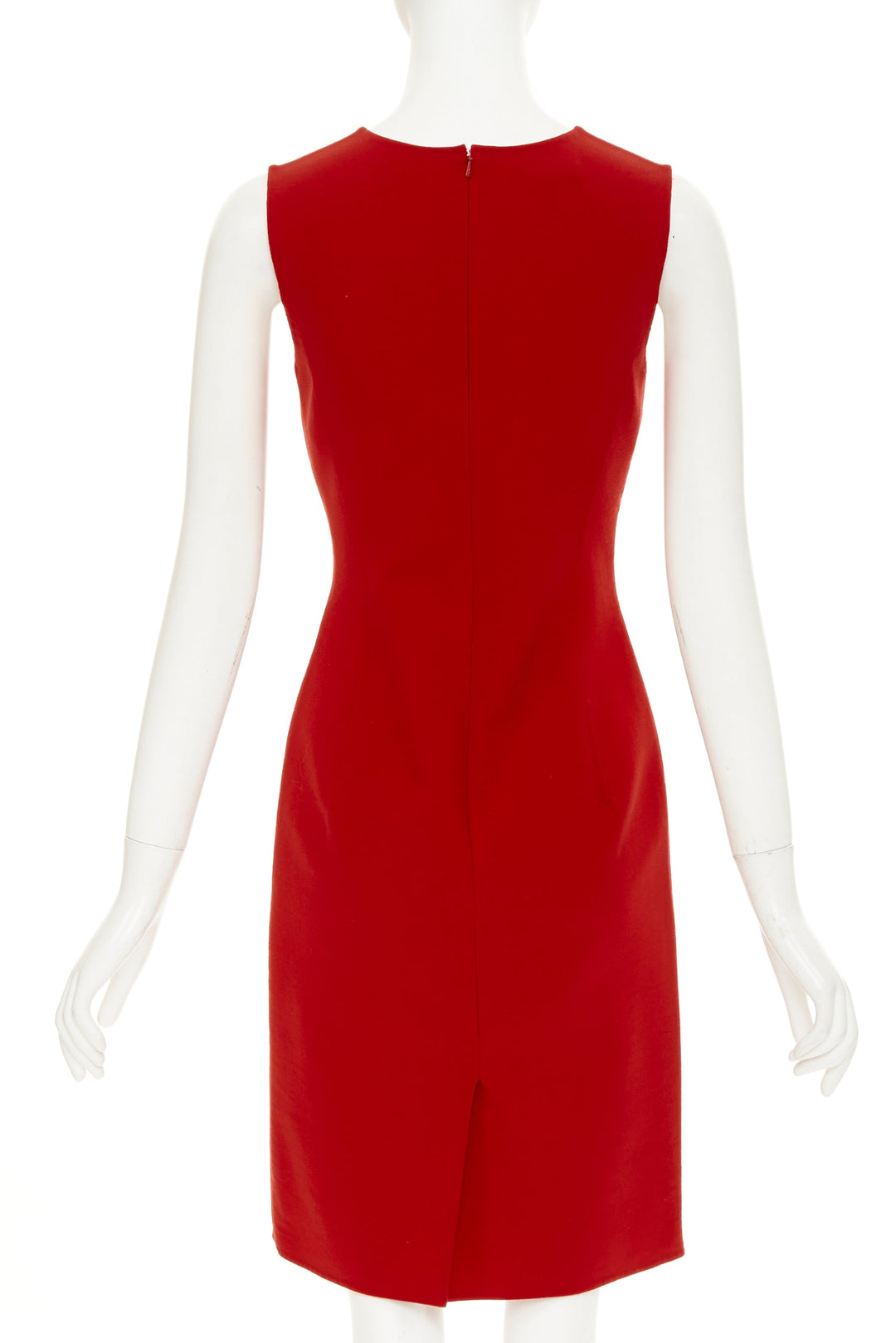 OSCAR DE LA RENTA S18 red virgin wool crepe shift dress US0 XXS
