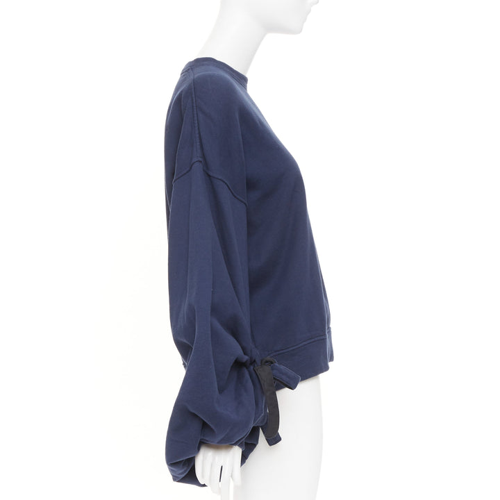 Y PROJECT navy cotton oversized gathered drawstring balloon sleeve sweatshirt S