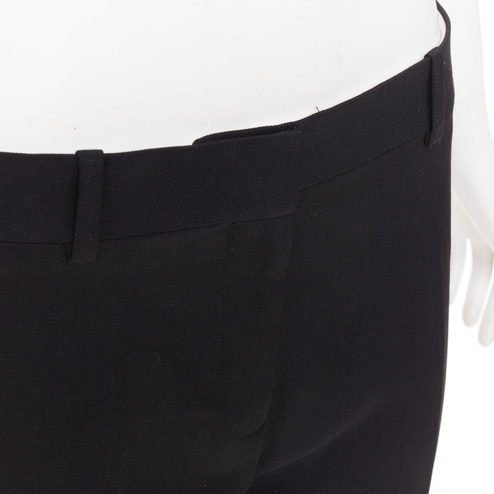 OLD CELINE Phoebe Philo black 100% wool low waist kickflare cropped pants FR36 S