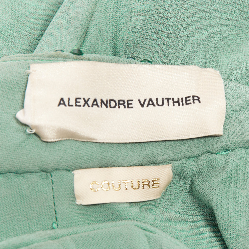 rare ALEXANDRE VAUTHIER COUTURE SS2020 Runway green strass crystal  cut out gown
