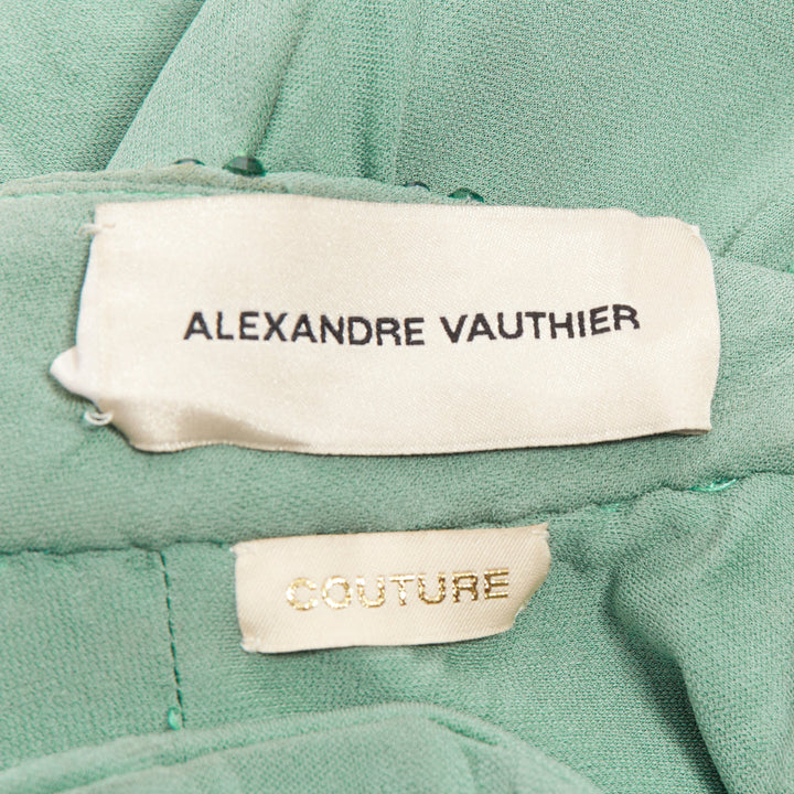 rare ALEXANDRE VAUTHIER COUTURE SS2020 Runway green strass crystal  cut out gown