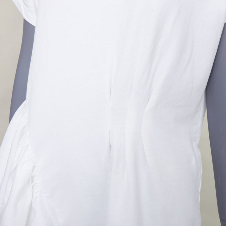DRIES VAN NOTEN white cotton asymmetric ruffle peplum hem tshirt M