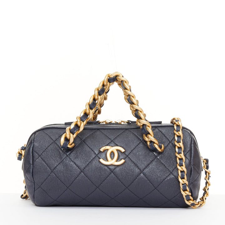 CHANEL 2020 Fashion Therapy Quilted Lambskin small gold hardware bowling bag