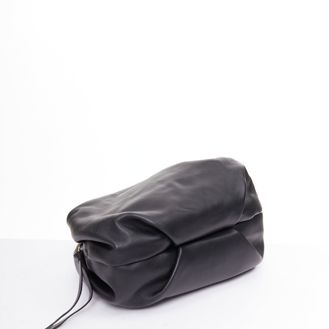 DRIES VAN NOTEN Twisted Handle black soft leather top handle bag