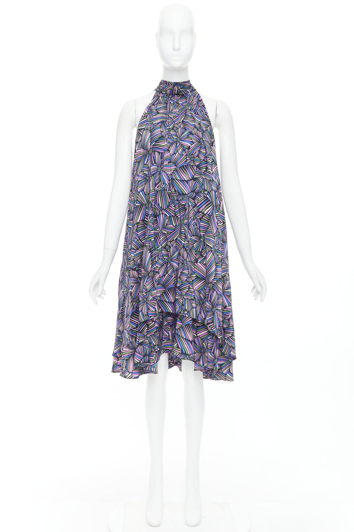 MARC BY MARC JACOBS purple 100% silk geometric print dress US2 S
