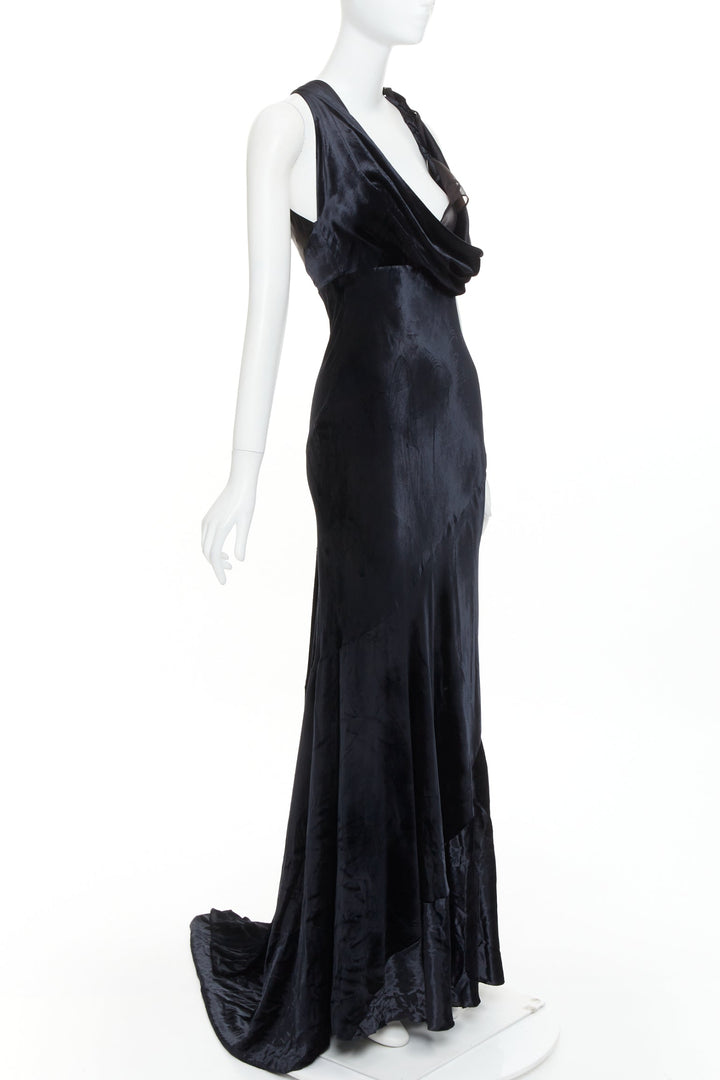 ALEXANDRE VAUTHIER COUTURE black velvet sheer panel mermaid gown