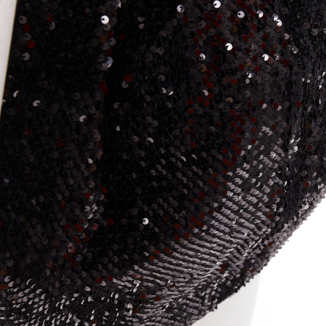 ALEXANDRE VAUTHIER SS2019 Runway white satin bow black sequin pouf mini dress