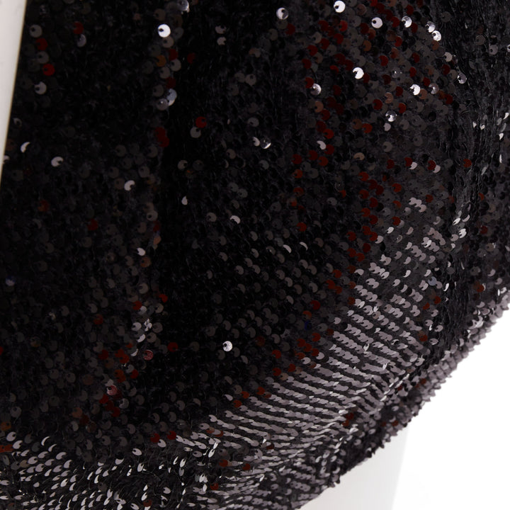 ALEXANDRE VAUTHIER SS2019 Runway white satin bow black sequin pouf mini dress