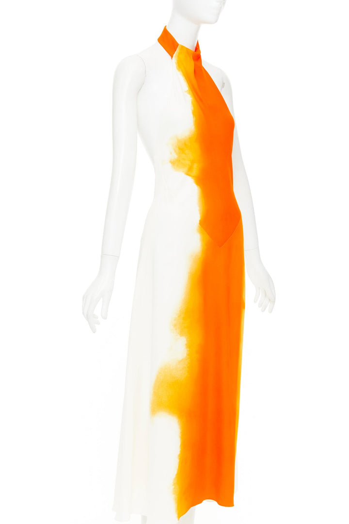 FERRAGAMO Maximilian Davis 2023 Runway orange sunset silk halter dress IT38 XS