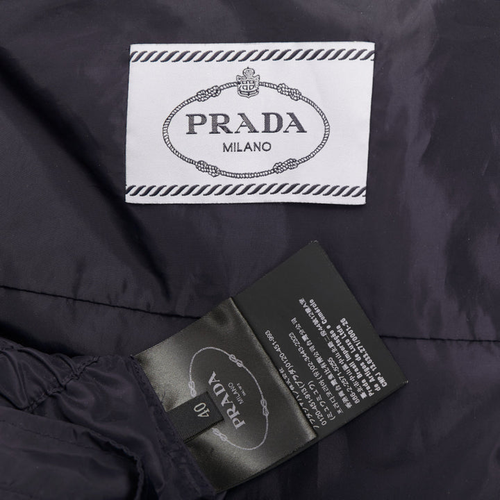 PRADA 2021 Re Nylon navy drawstring hooded zip up utility jacket IT40 S