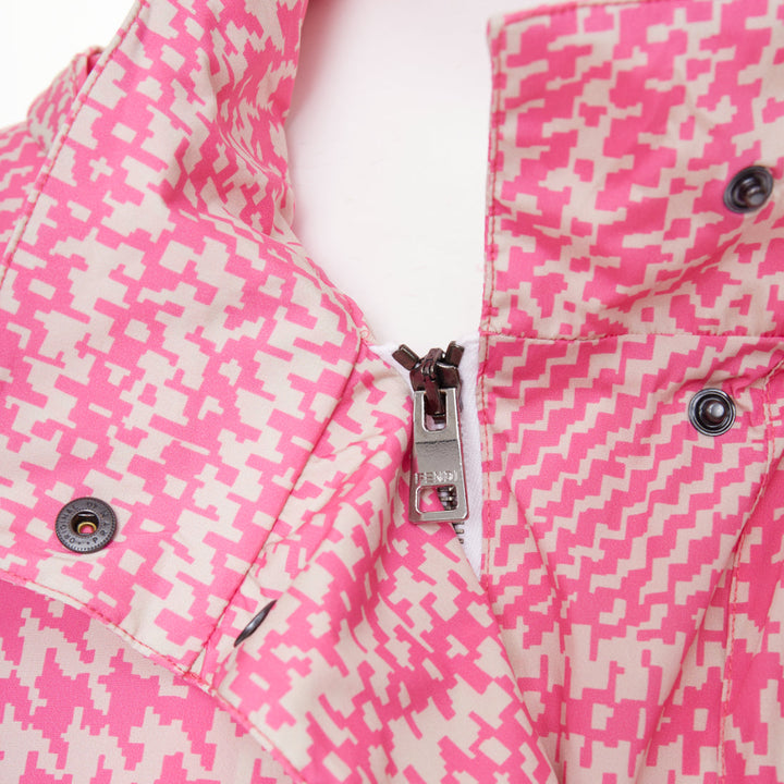 FENDI 2018 Pop Tartan drawstring pleated pink check windbreaker jacket IT46 XL