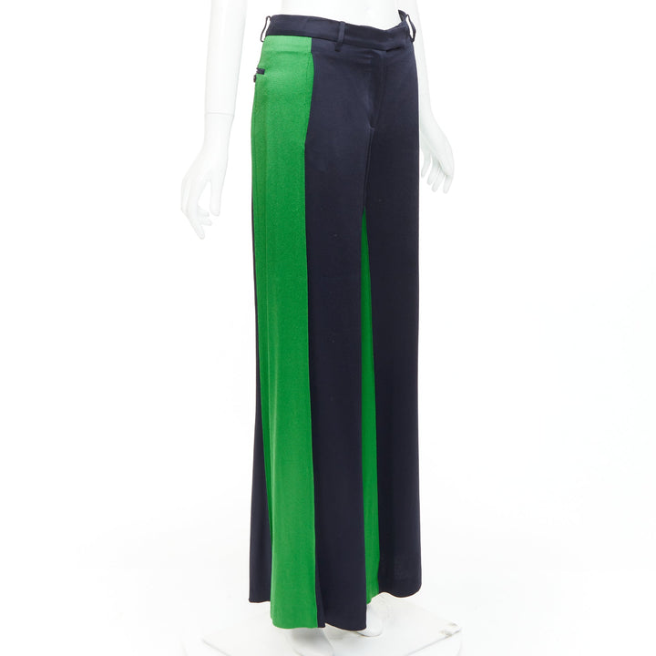 VALENTINO navy green two tone colorblock wide leg trousers IT38 XS