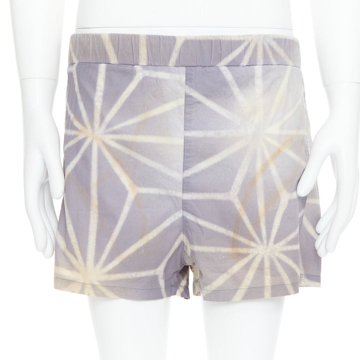 MARNI light purple cream abstract print elastic shorts IT46 S