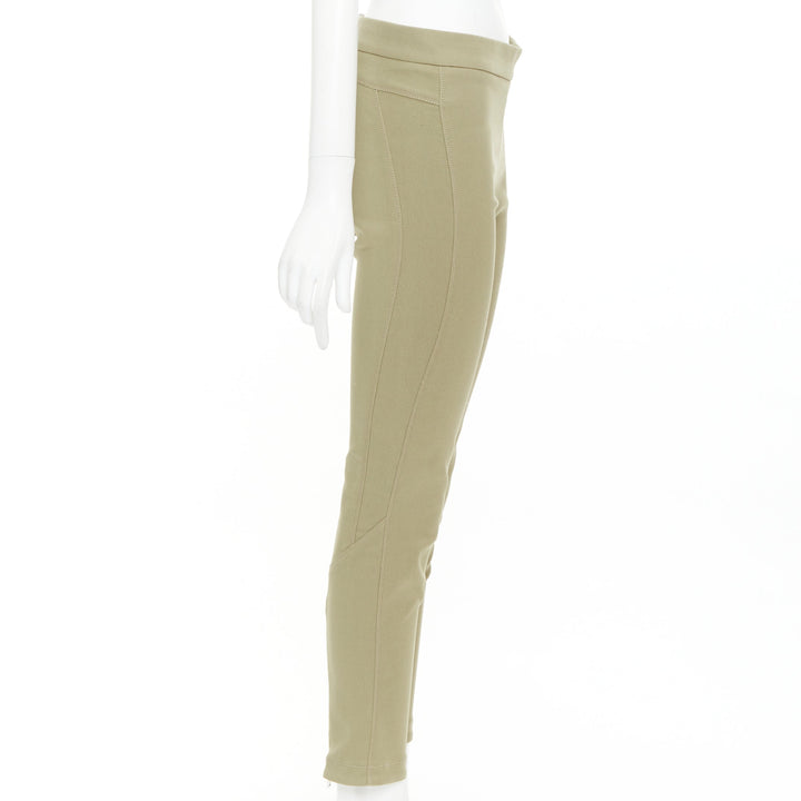 GIVENCHY khaki cotton blend skinny zip back riding pants FR36 S